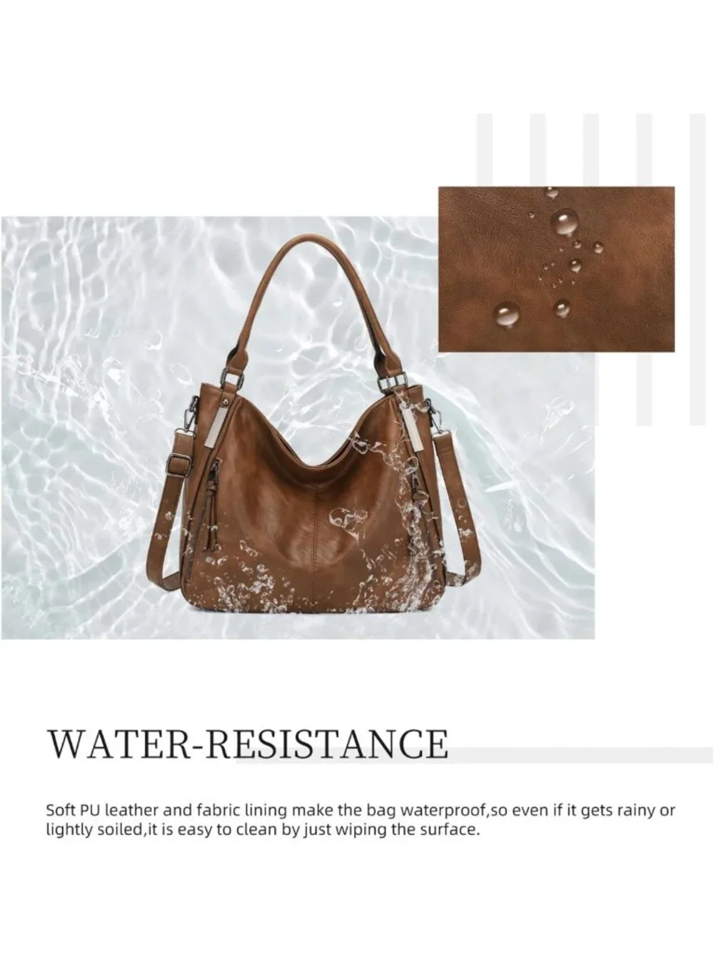 Stylish Women's Hobo Tote Bag - Large Soft PU Leather Shoulder Handbag